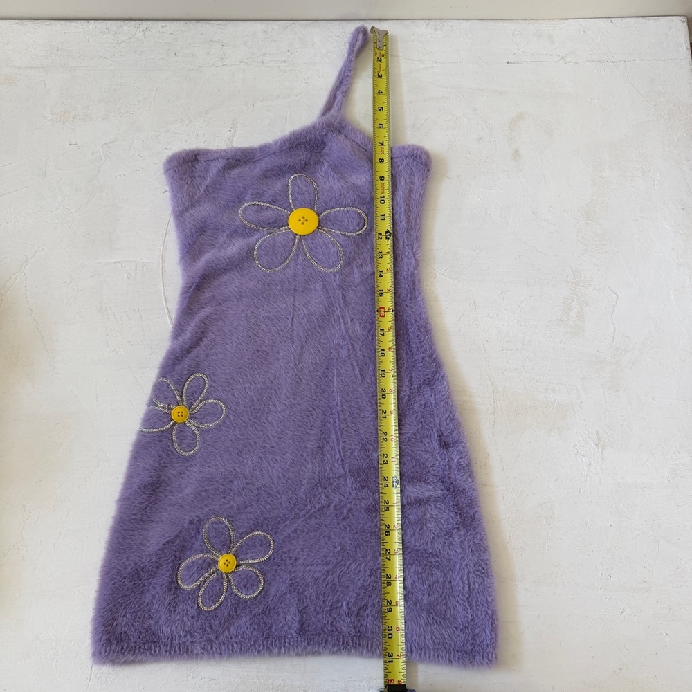 For Love & Lemons Finley Mini Purple Fur Flowers Dress Size XS - Picture 11 of 11